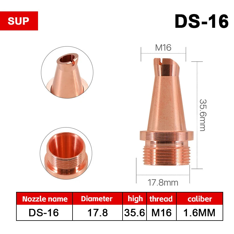 M16 SUP Laser Welding Nozzle AS-12 BS-16 CS-12 DS ES-12 FS-16 Cutting Nozzle Wire Feed Nozzles for Handheld SUP Laser Welder
