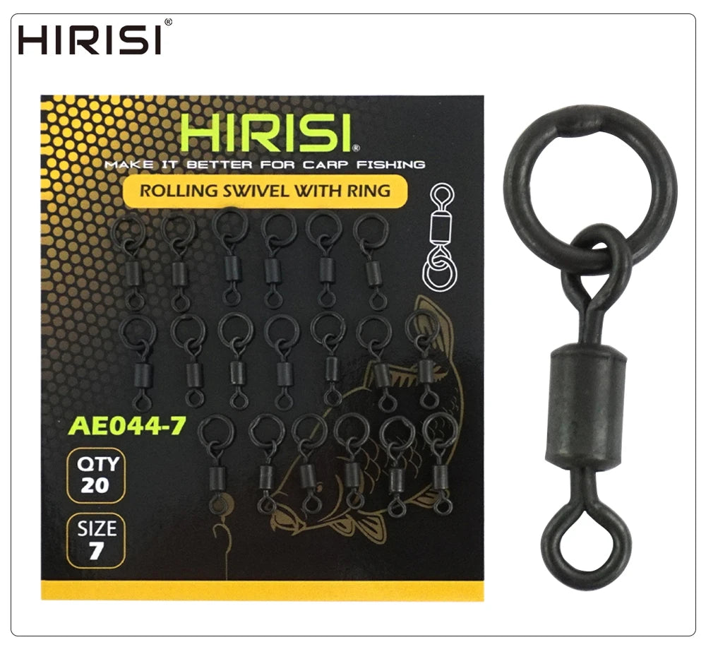 Hirisi 20 Piece Carp Fishing Swivels Snaps with Solid Ring Quick Change Fishing Hook Swivels AE044 Fishing Accessories