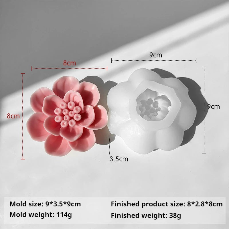 Silicone 3D Candle Molds DIY Handmade Peony Lotus Lotus Hibiscus Rose Flower  Soap Making Tools Para Velas форма для свечей