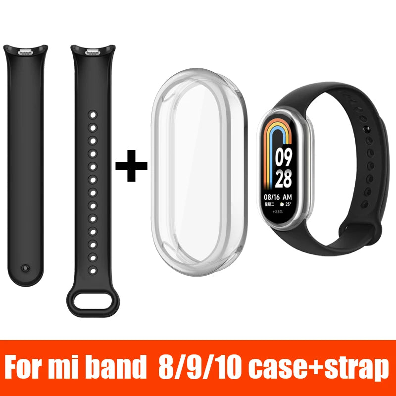 2pcs For Xiaomi Band 8 9 10  Watch Case Breathable Smart Watchband Replacement for Xiaomi Mi Band 10 9 8 Strap