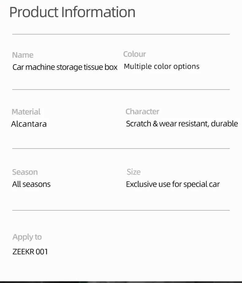 Alcantara Car Machine Storage Box For ZEEKR 001 2021 2023 2022 Navigation Rear Hidden Tissue Organizer Interior Stowing Tidying