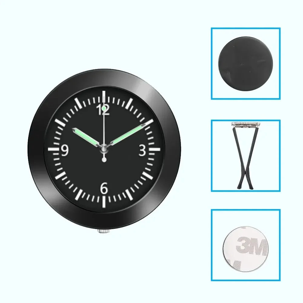 1pc Luminous Car Clock Automobiles Internal Stick-On Watch Mechanics Quartz Clocks Auto Ornament Fit For Dashboard/ Boat/ Bike