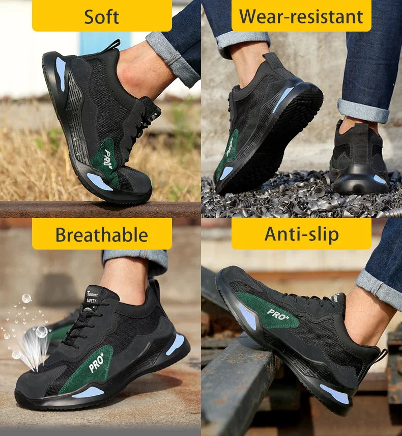 Fashion Safety Shoes Men Boots Steel Toe Shoes Men Puncture-Proof Work Sneakers Male Shoes Work Boots Indestructible Footwear