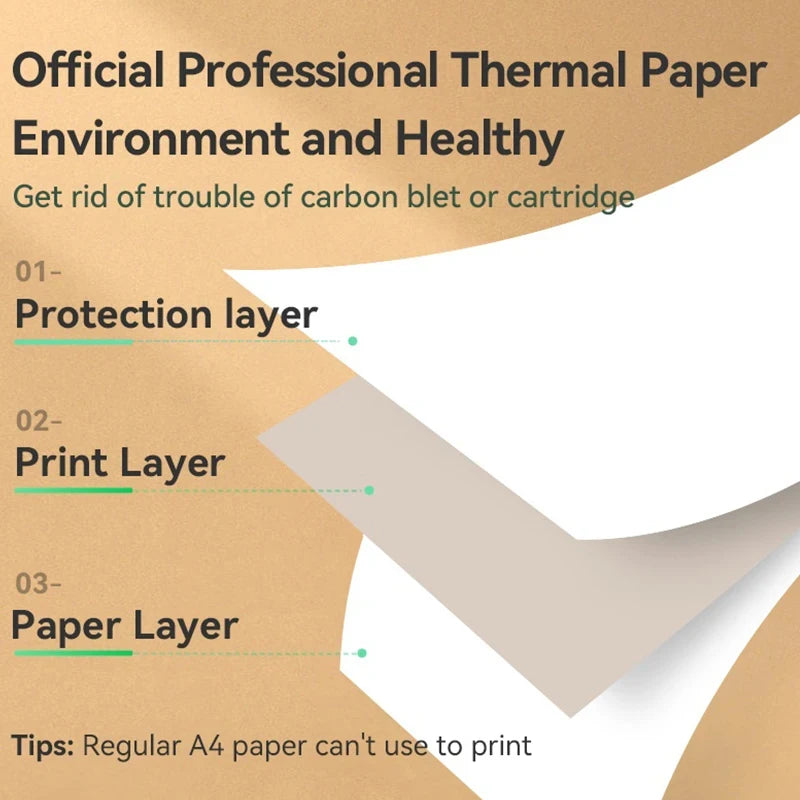 PeriPage A40 Printer Long-term Quick-dry A4 Fold Roll Thermal Paper For Peripage Thermal A4 Paper Photo Picture Receipt PDF File