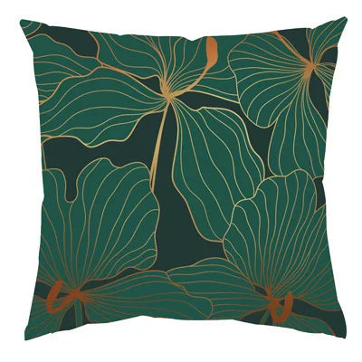 Home Decor Exquisite Green Leaf Pattern Throw Pillow Covers Pattern Cushion Cover Suitable for Sofa Bedroom Car Pillow Cover