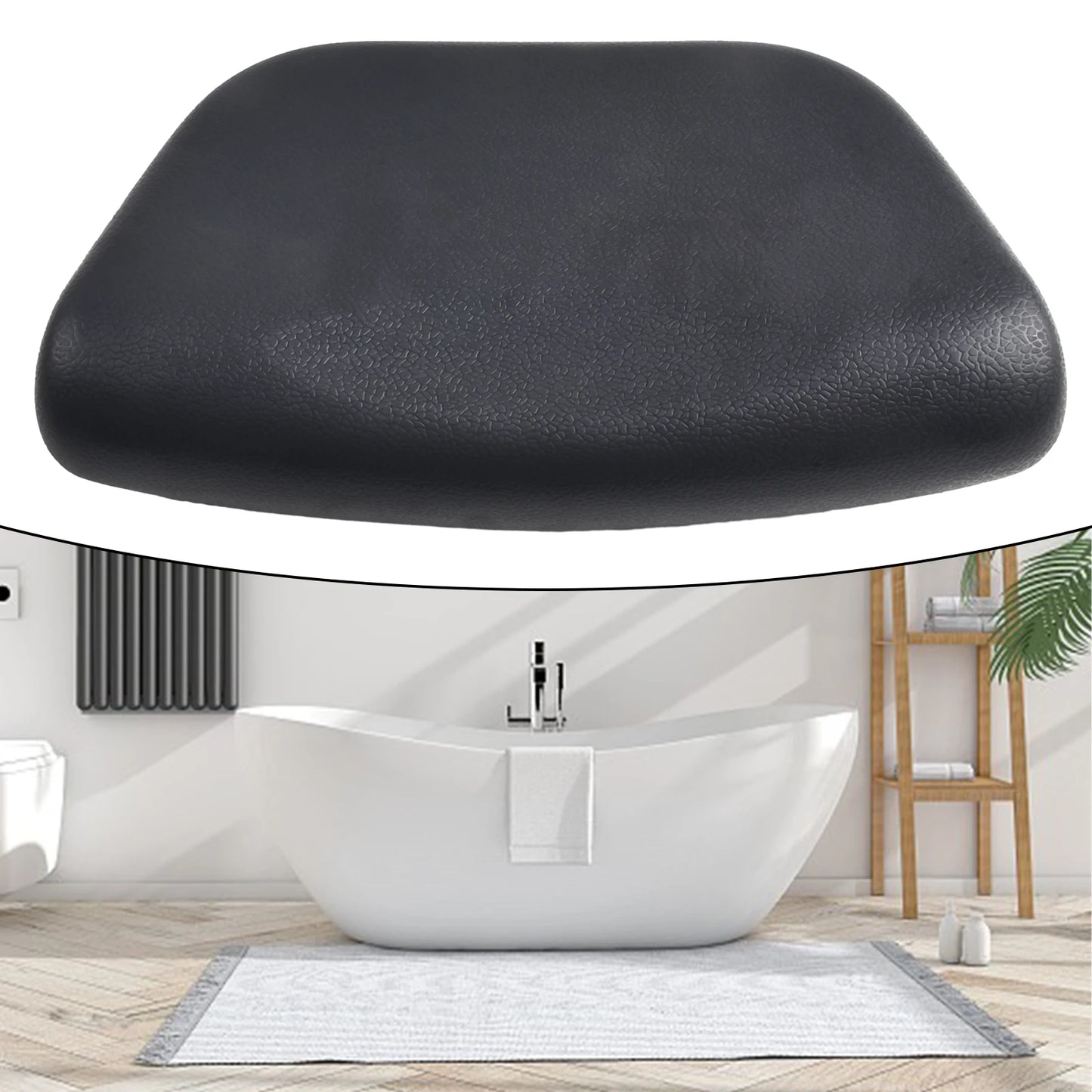 1pc PU Spa Bath Pillow Bathtub Headrest Waterproof Bath Cushion BLACK Bathtub Pillow For Neck Head Support 265*150*60mm