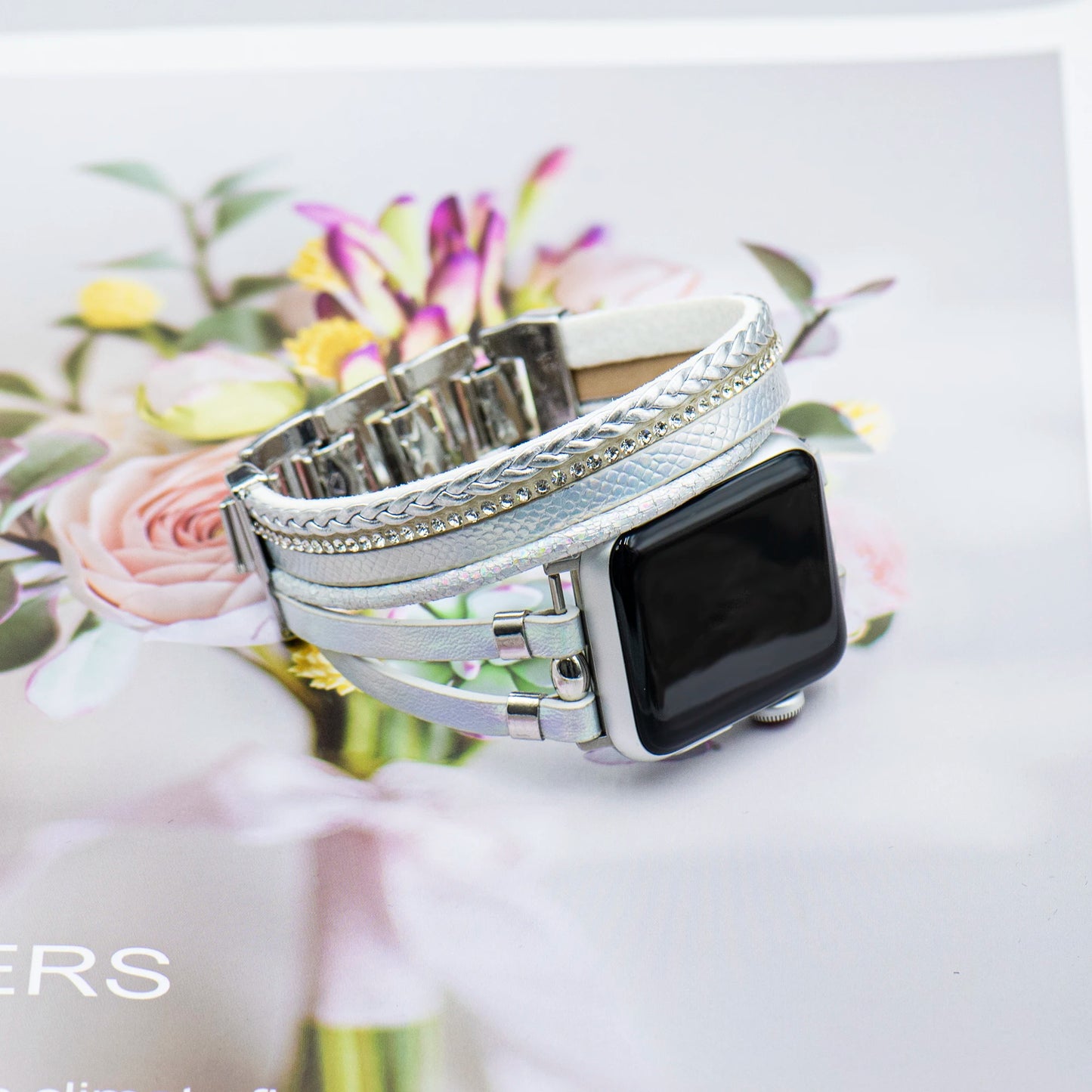 Boho Leather strap for apple Watch strap, men and women 38mm/40mm/41mm 42mm/44mm/45mm/49mm, stylish hand-printed leather strap