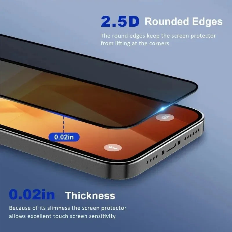 2-5Pcs Full Cover Privacy Screen Protector For iPhone 16 11 12 13 14 Pro Max Mini Anti-spy Glass For iPhone 15 Pro Xr X Xs Max