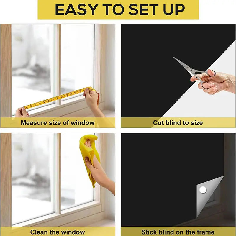 100% Blackout Curtain Removable Portable Travel DIY Blocking Window Film For Living Room Home Non-perforate No Drill Black Cloth