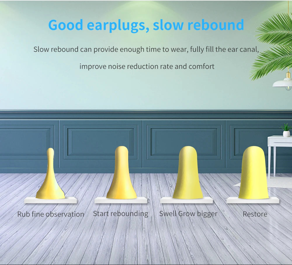 TISHRIC Earplugs Soft Sponge Ear Plugs Noise Reduction Sleeping Earplug  Travel Noise Reduction Rate 35.5db Sound Insulation