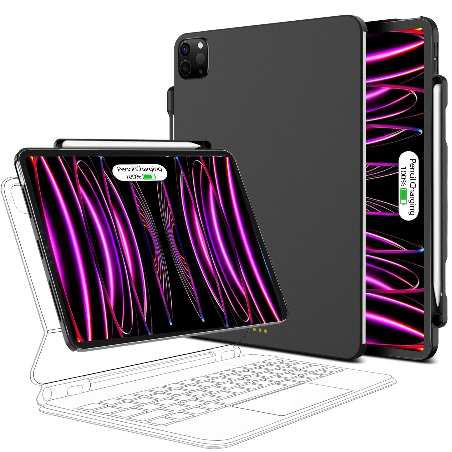 Magnetic Case for iPad Pro 11 2024 Air 4 5 iPad Pro 13 M4 12.9 6th 5th 4th 3rd Gen Magic Keyboard Compatible Case Pencil Holder