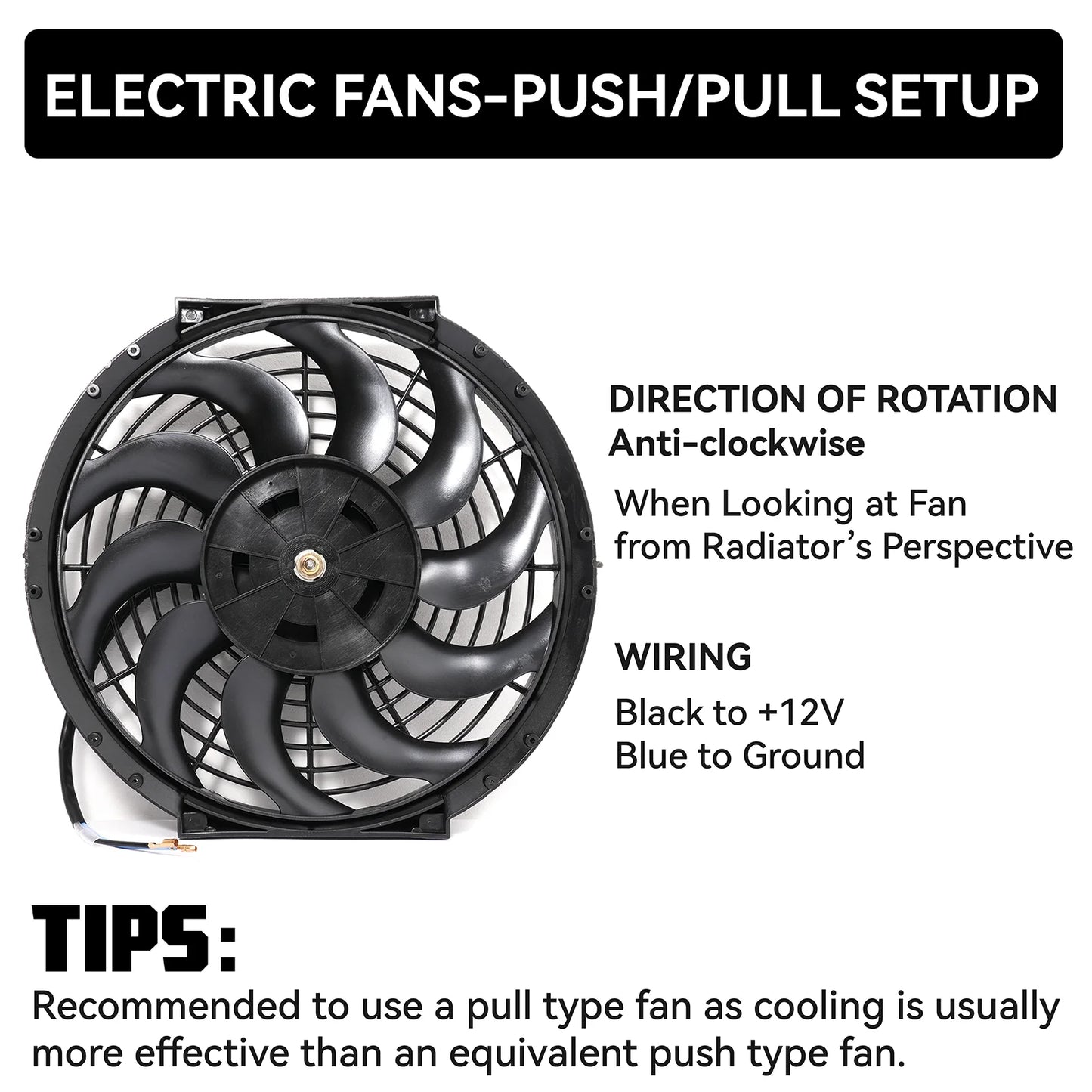 12 Inch Car Engine Cooling Fan Universal Car Slim Push Pull Electric Engine Cooling Fan 12V with Mounting Kit