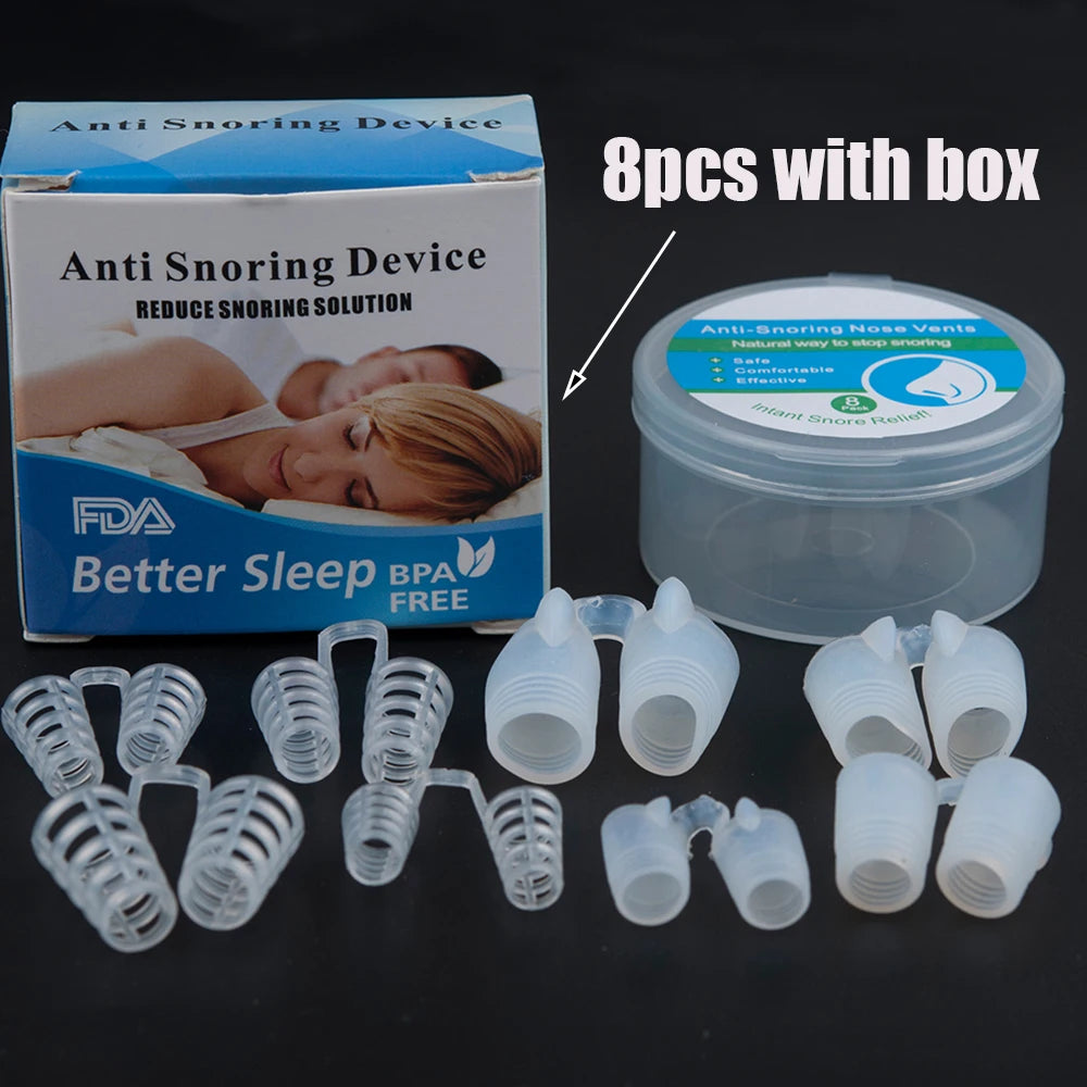 8PCS Silicone Anti Snoring Device Prevent Snoring Sleeping Prevent Nasal Congestion Snoring Nose Clip Easy Breathe Improve Sleep