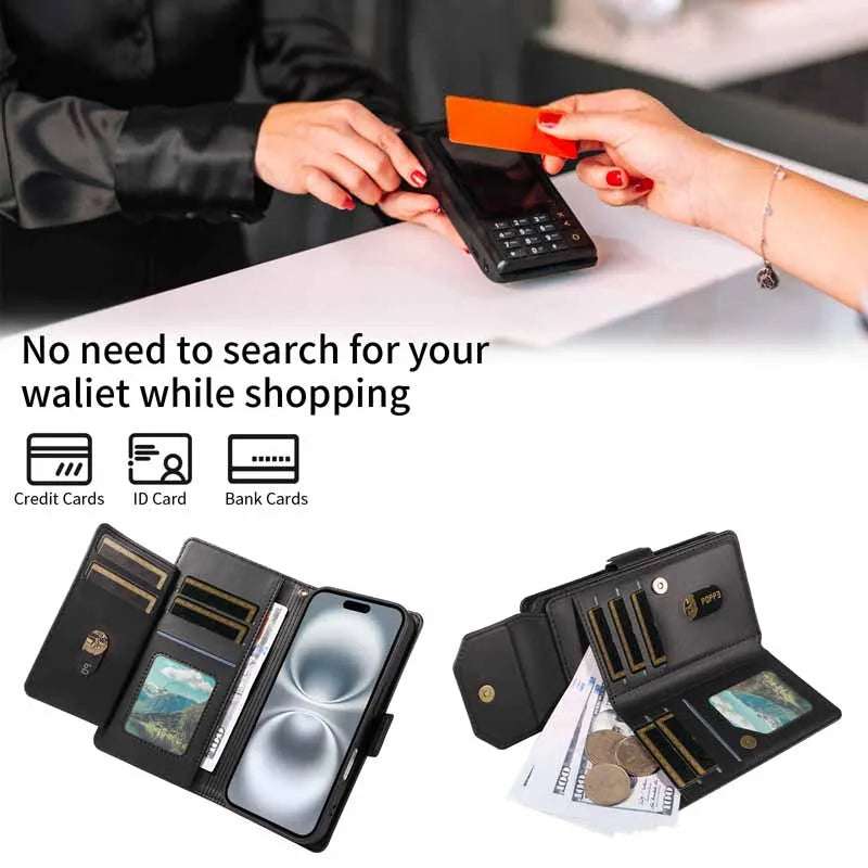 Leather Case For Samsung Galaxy S25 Ultra S24 S23 S22 S21 FE S20 S10 Plus Note 10 8 9 20 Edge Flip Wallet Multi-card Phone Cover