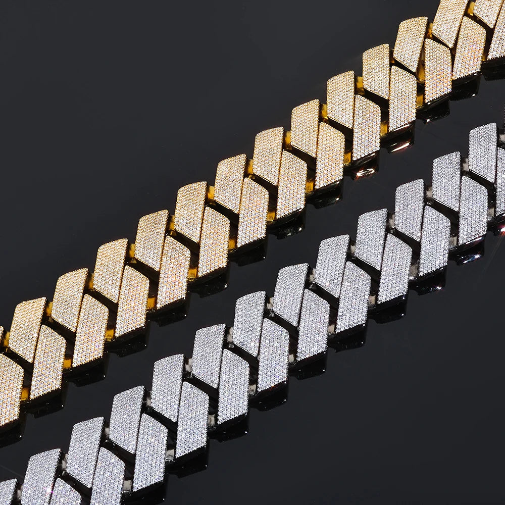 ESKEEM 36MM Chunky Cuban Link Chain 7 Row Full Diamond Iced Out Prong Cuban Chain Hip Hop Jewelry Necklace for Men