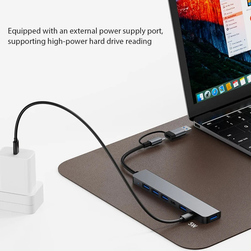 8 In 2 USB HUB With Splitter Card Reader, USB C Port, USB 3.0, SD/TF Splitter Card Reader, Docking Station