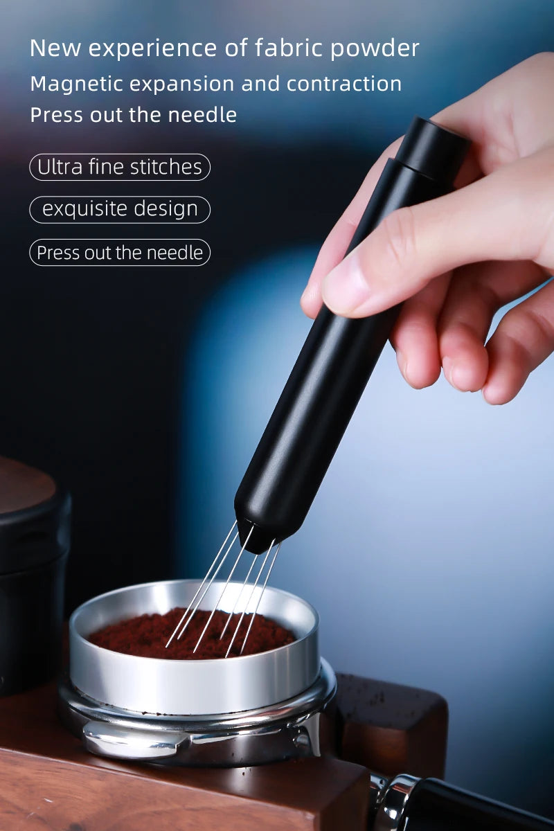 Shrinkable Portable Coffee Powder Stirring Needle 304 Stainless Steel Stainless Steel Espresso Needle Distributor With Base