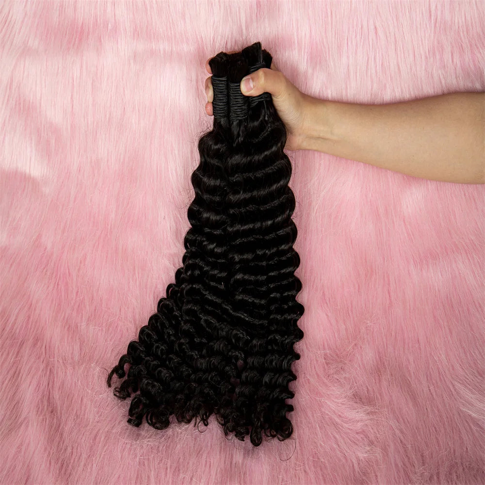 Boho Braids Human Hair Curly Bulk Hair For Braiding Burgundy No Weft Curly Hair Bundles Honey Blonde for Boho Braid Hair