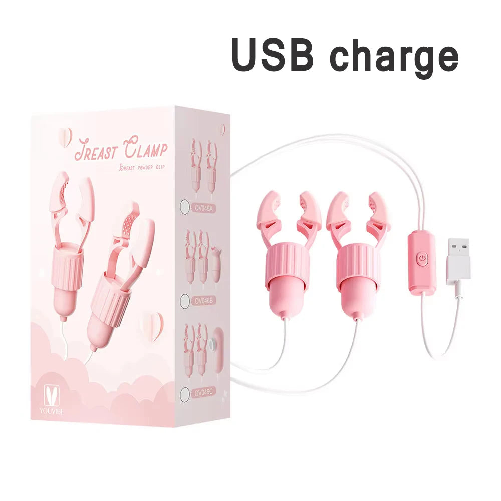 Sucking Vibrating Nipple Clamp Tongue Licking Vibrator For Women Breast Massage Labia Clitoris Clip Stimulation Massager Sex Toy