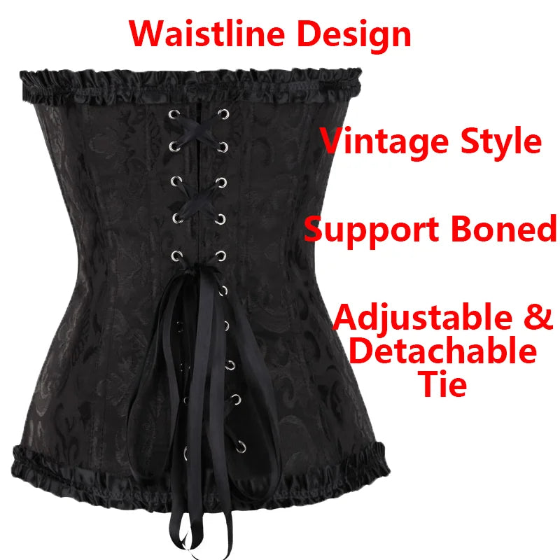 YBFDO Women Sexy Corsets Bustiers Floral Lace Tops Shapewear Overbust Corselet Blouse Gothic Brocade Retro Lingerie Waist Corset