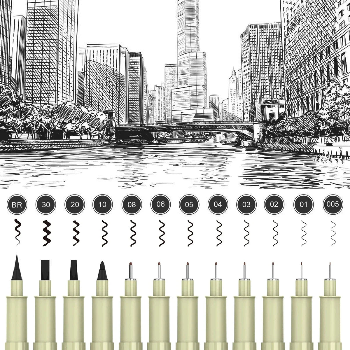 6-12Pcs/Set Hook Needle Pen Hand-painted Fineliner Sketch Pen Student Study Office Supplies Special Stationery Art Supplies