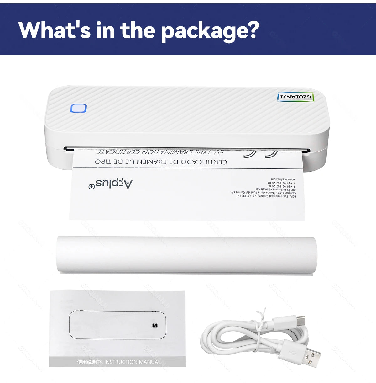 Mini Thermal Printer Bluetooth Portable Wireless A4 Maker with Paper Case for Mobile World PDF Picture Print Home Office USE