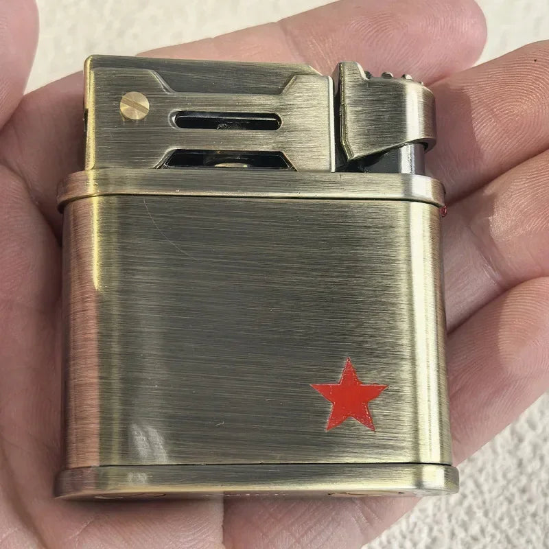 CHIEF Vintage Red Star Lighter - Military Style, One-Click Ignition, Windproof, Perfect Gift for Collectors