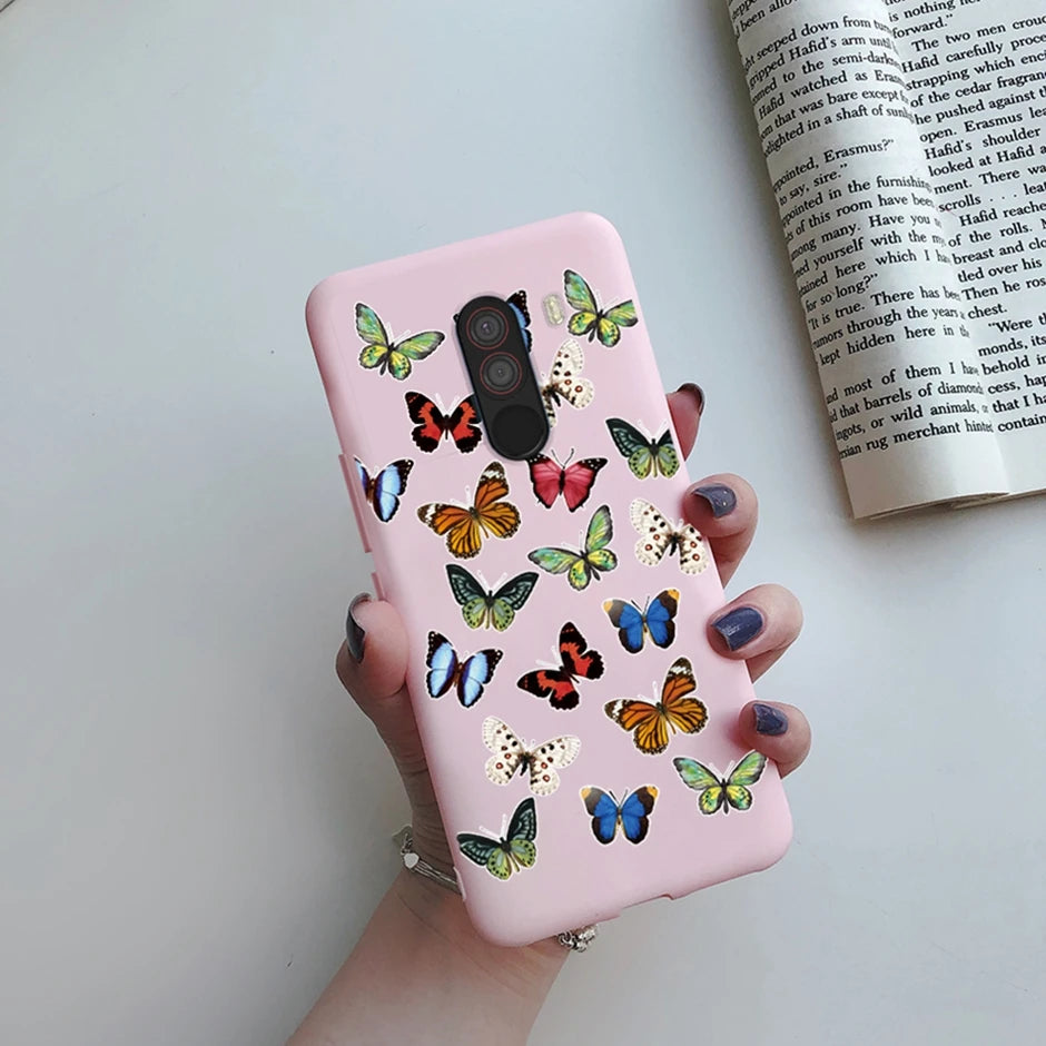 For xiaomi Pocophone F1 Case for xiaomi Poco F1 Case Silicone Soft TPU Phone Cases for PocoF1 Back Cover Heart Butterfly Bumper