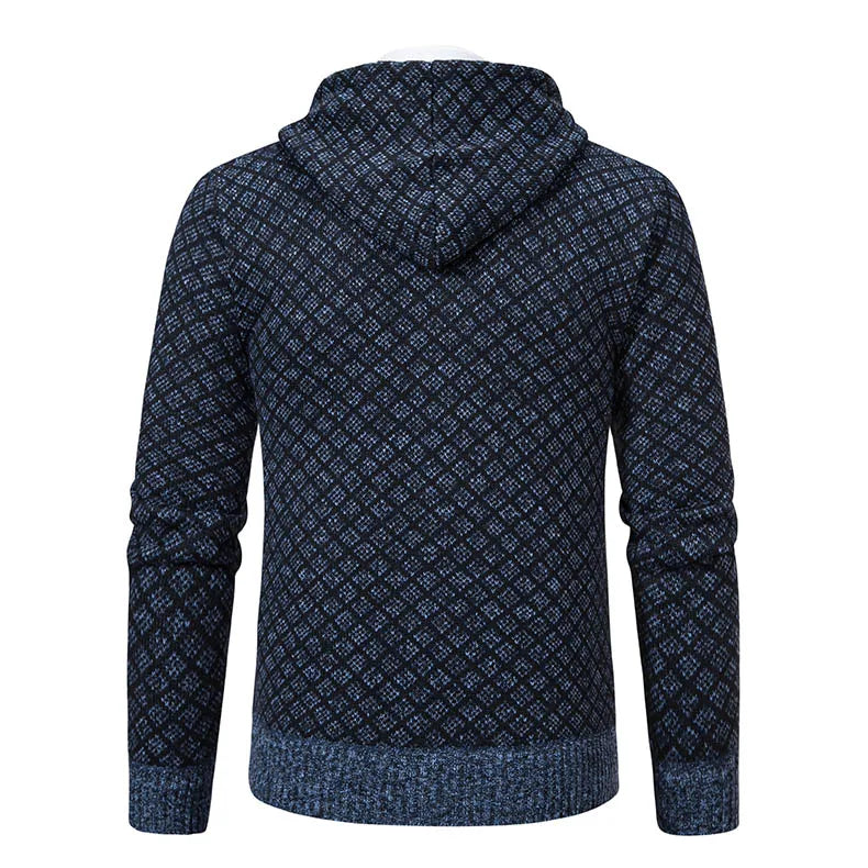 Men's Winter Knitted Sweaters Zip Up Knit Cardigan Casual Hooded Outwear Mens Sweater Coat Versatile Top Clothes