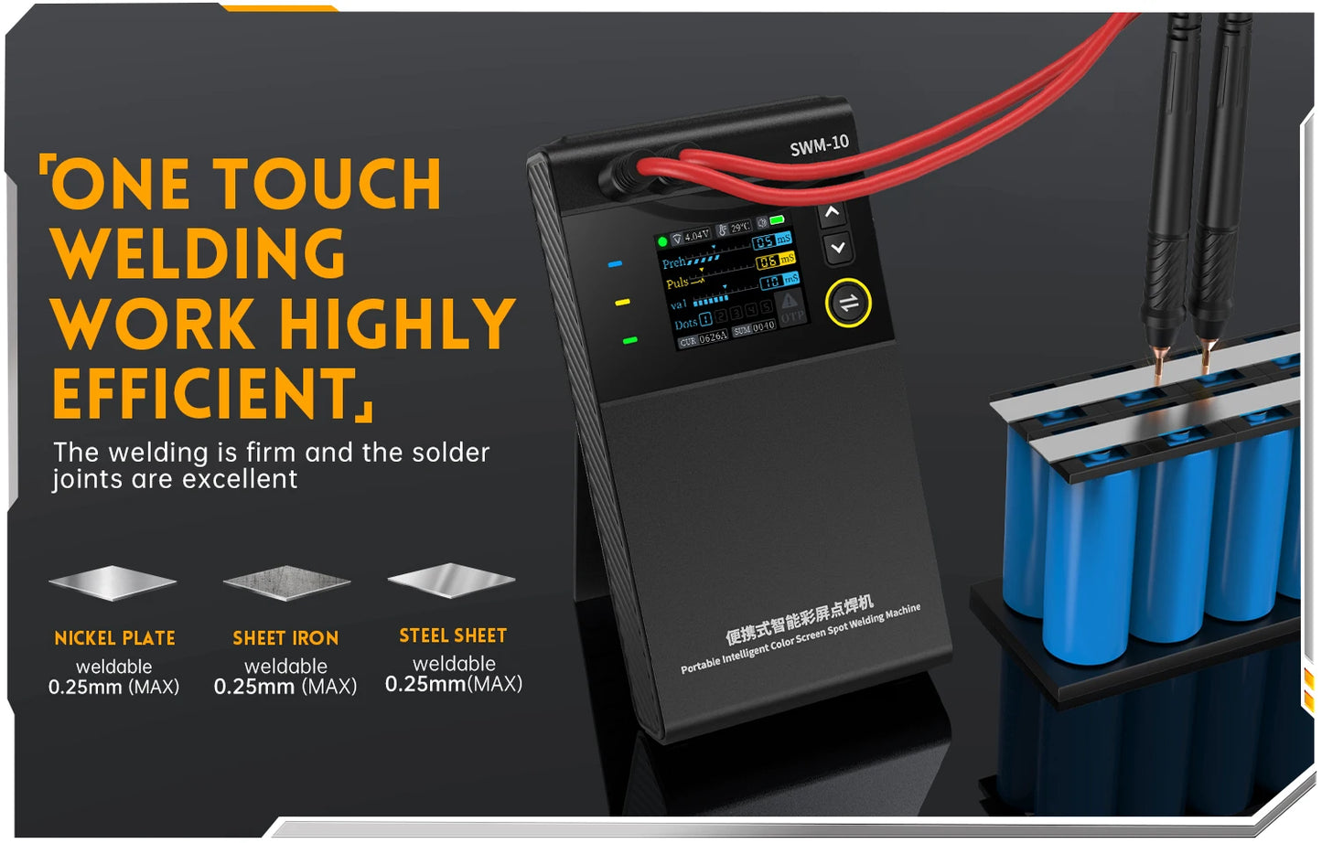 FNIRSI SWM-10 Portable Battery Spot Welder DIY Mini Welding Machine 18650 Battery Pack Welding Tool 5000mah Weldable 0.25mm