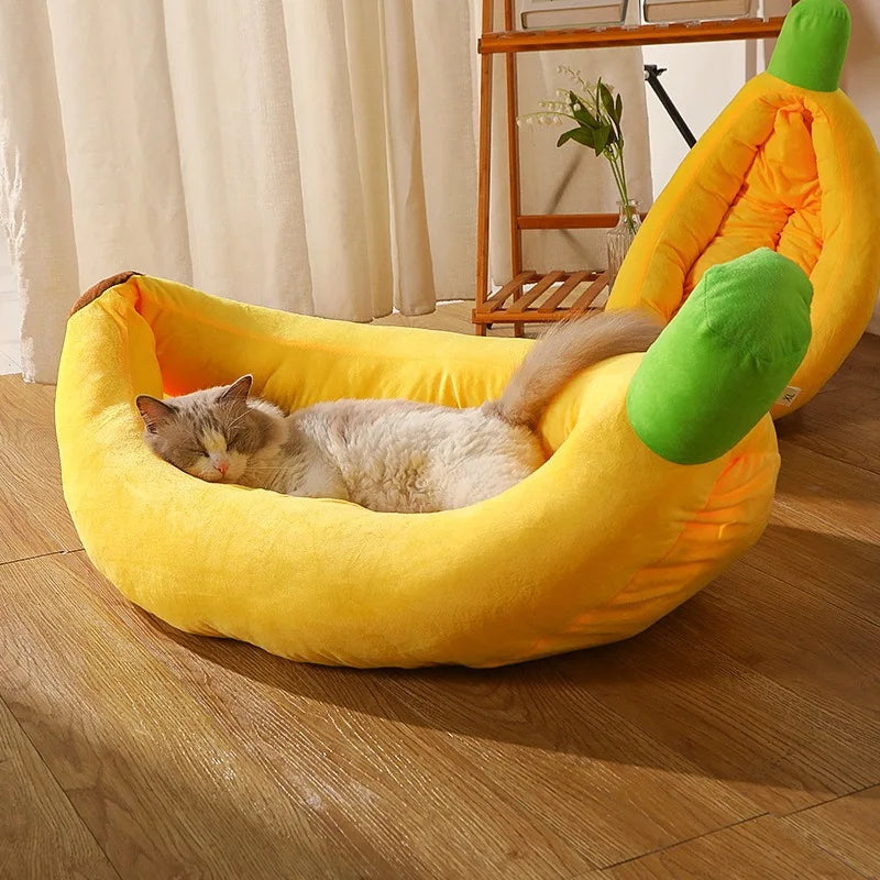 Creative Banana Bed, Cat Bed, Boat-shaped Dog Bed Pad, Detachable and Washable, Warm Pet Bed for All Four Seasons