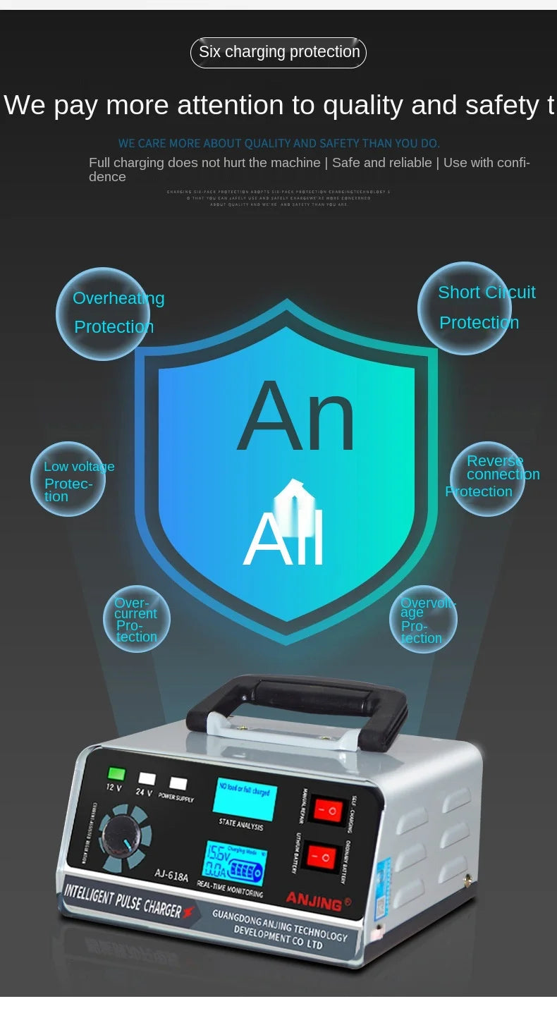 Large Power 400W Battery Charger 12V/24V Car Battery Charger Trickle Smart Pulse Repair for Car SUV Truck Boat