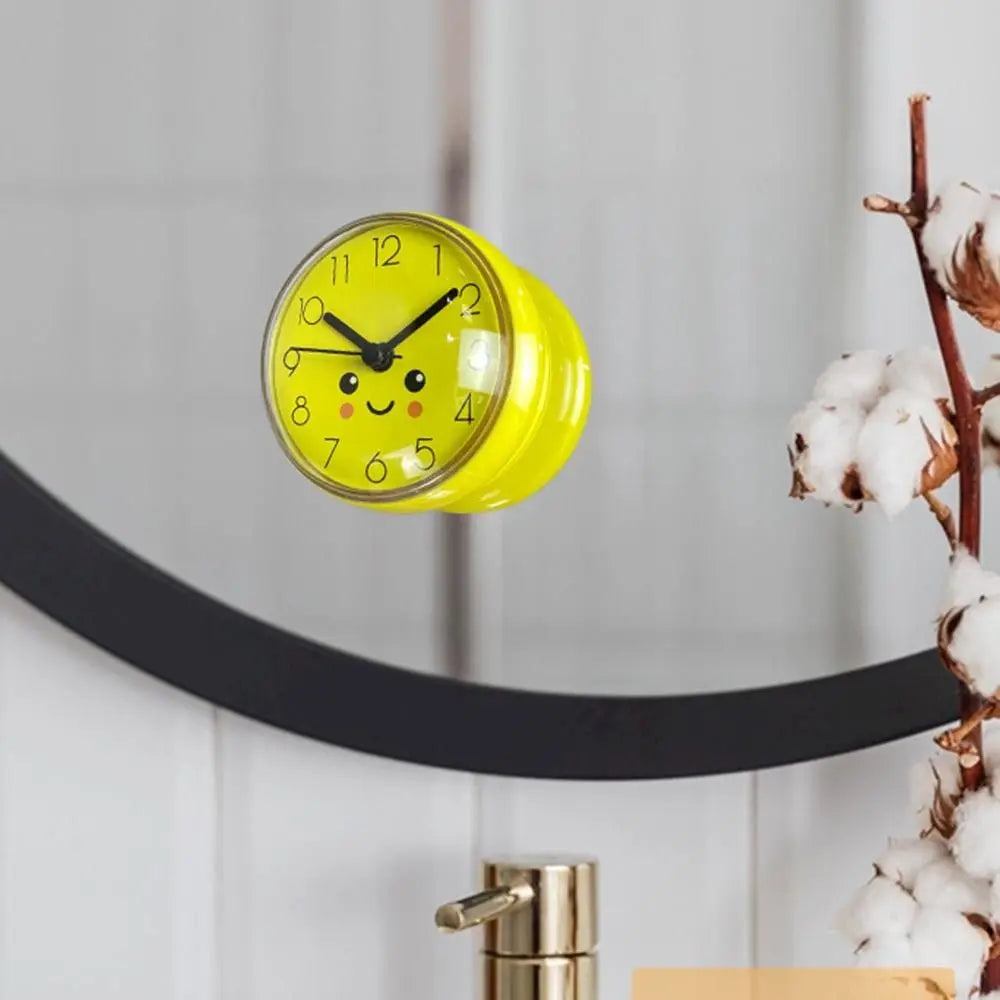 Mini Sucker Wall Clock Bathroom Anti-Fog Waterproof 7cm Kitchen Toilet Small Quartz Table Clock
