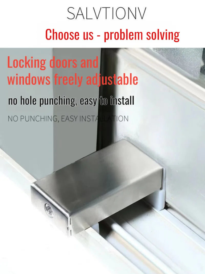 High-Rise Sliding Window Anti-Fall Lock, No-Drill Anti-Theft Safety Buckle, Adjustable Push-Pull Door Limiter, Durable Secure