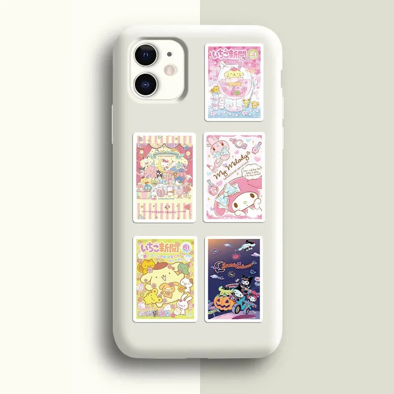 65Pcs Sanrio Hello Kitty Sealing Labels Stickers Aesthetic Decorative Stationery Laptop Cute Cartoon Decals Kids Gift Toys