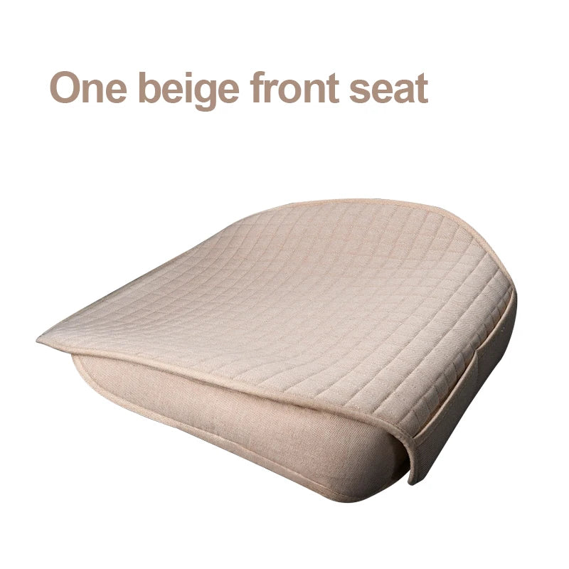 Flax Car Seat Cover Four Seasons Front Rear Linen Fabric Cushion Breathable Seat Protector Mat Pad for Auto Interior Accessories