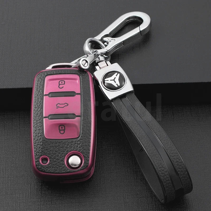 TPU Leather Car Key Cover Case Procted For VW Golf Bora Jetta POLO Passat Skoda Superb Octavia Fabia SEAT Ibiza Leon 2/3 Buttons
