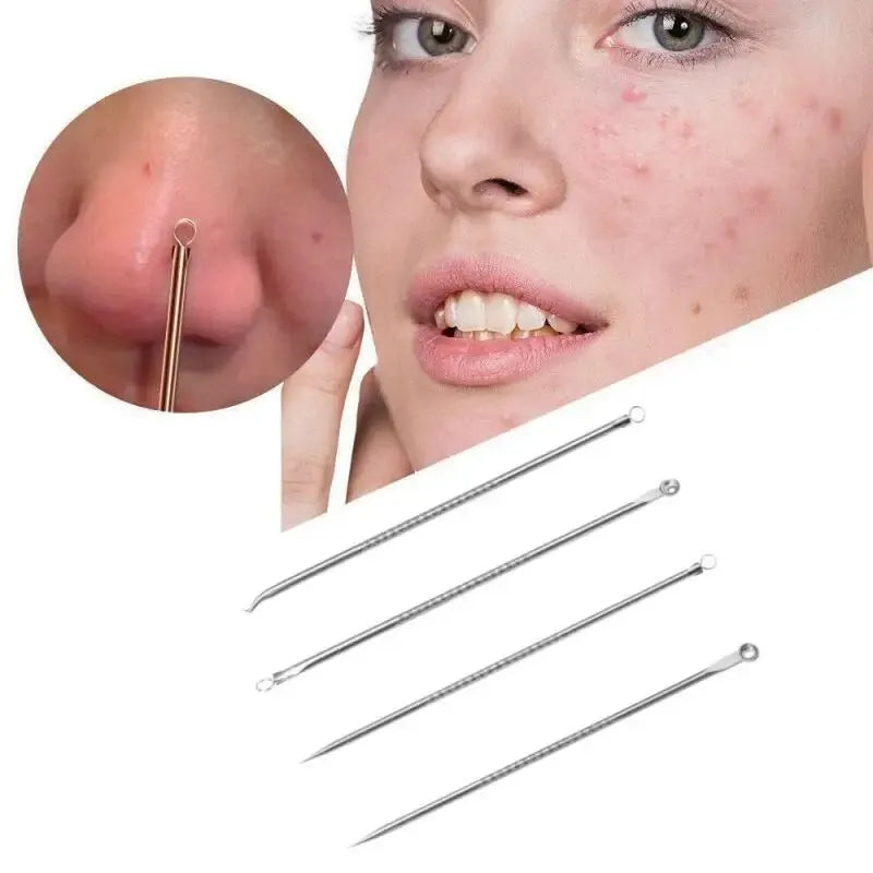 Stainless Steel Beauty Needle Acne Needle Dual-purpose Acne Remover Acne Removing Acne Beauty Tools Pimple Pin 4 PCs Set