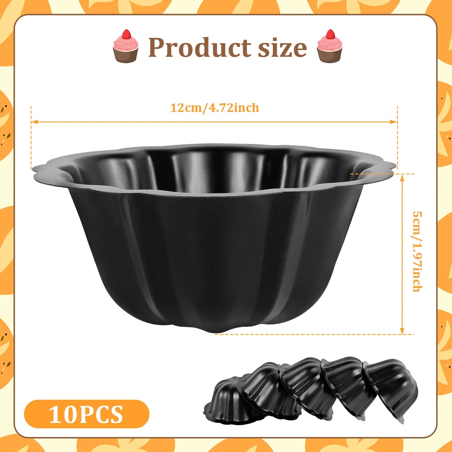 10Pcs Cake Pan Non Stick Coated Carbon Steel Cake Pan Flower Shape Cake Baking Pan Cake Baking Mold for Baking Cake Oven