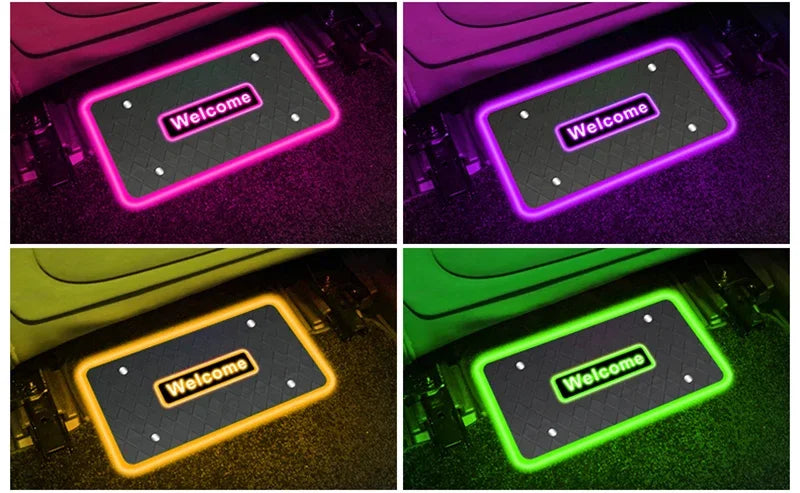 2/4 in 1 Car Floor Mat Ambient Light Customizable Logo RGB Colors App Wireless Control Acrylic Vehicle Supplies Car Accessories