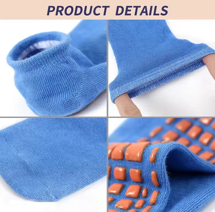 4 Pairs of Pure Cotton Yoga Socks Fitness Pilates Women's Socks Silicone Anti Slip and Wear-Resistant Foot Massage Ankle Socks