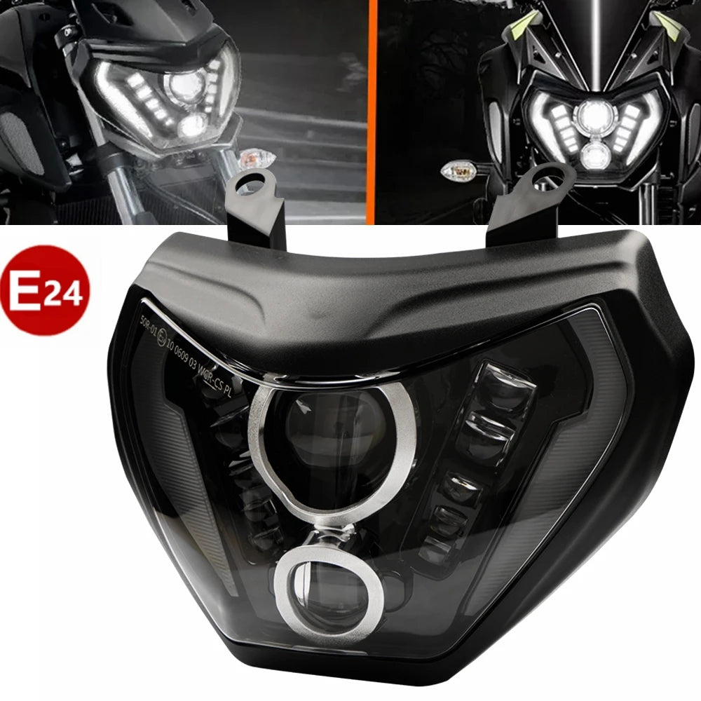 MT07 MT09 Headlight LED Lamp MT07 2018 2019 For YAMAHA H4 Headlight MT09 FZ09 2014 2015 2016 DRL 110W MT-07 MT-09 DRL Light