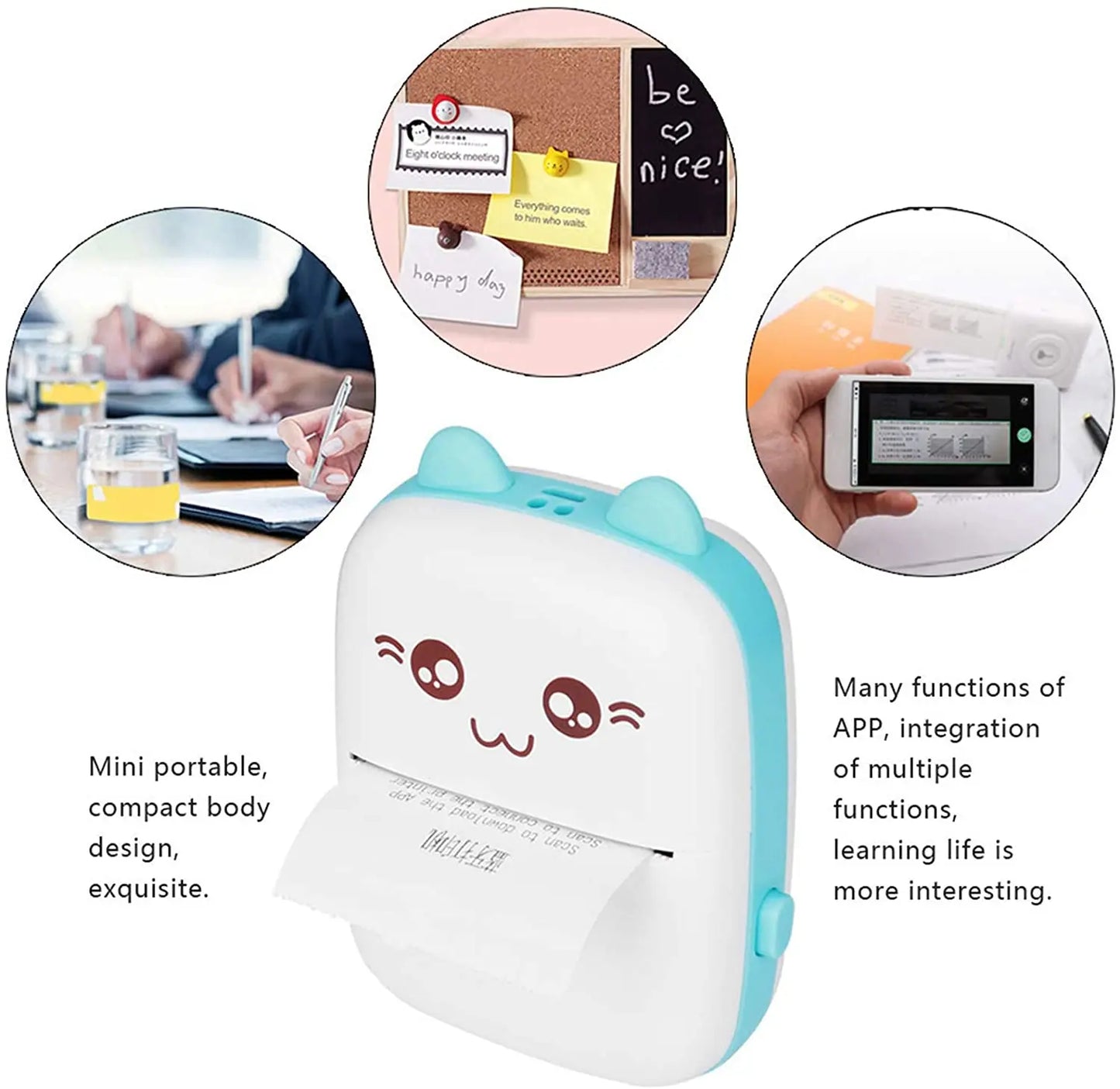 Portable Thermal Printer Bluetooth Mini Pocket Printer Wireless Pocket Picture Printer for Working Listing Notes Journal Travel