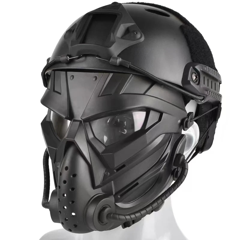 ZLang Tactical Airsoft Helmet With Full Face Mask For Hunting Cos Paintball Shooting Alien Mask and ABS Fast Helmet Protection