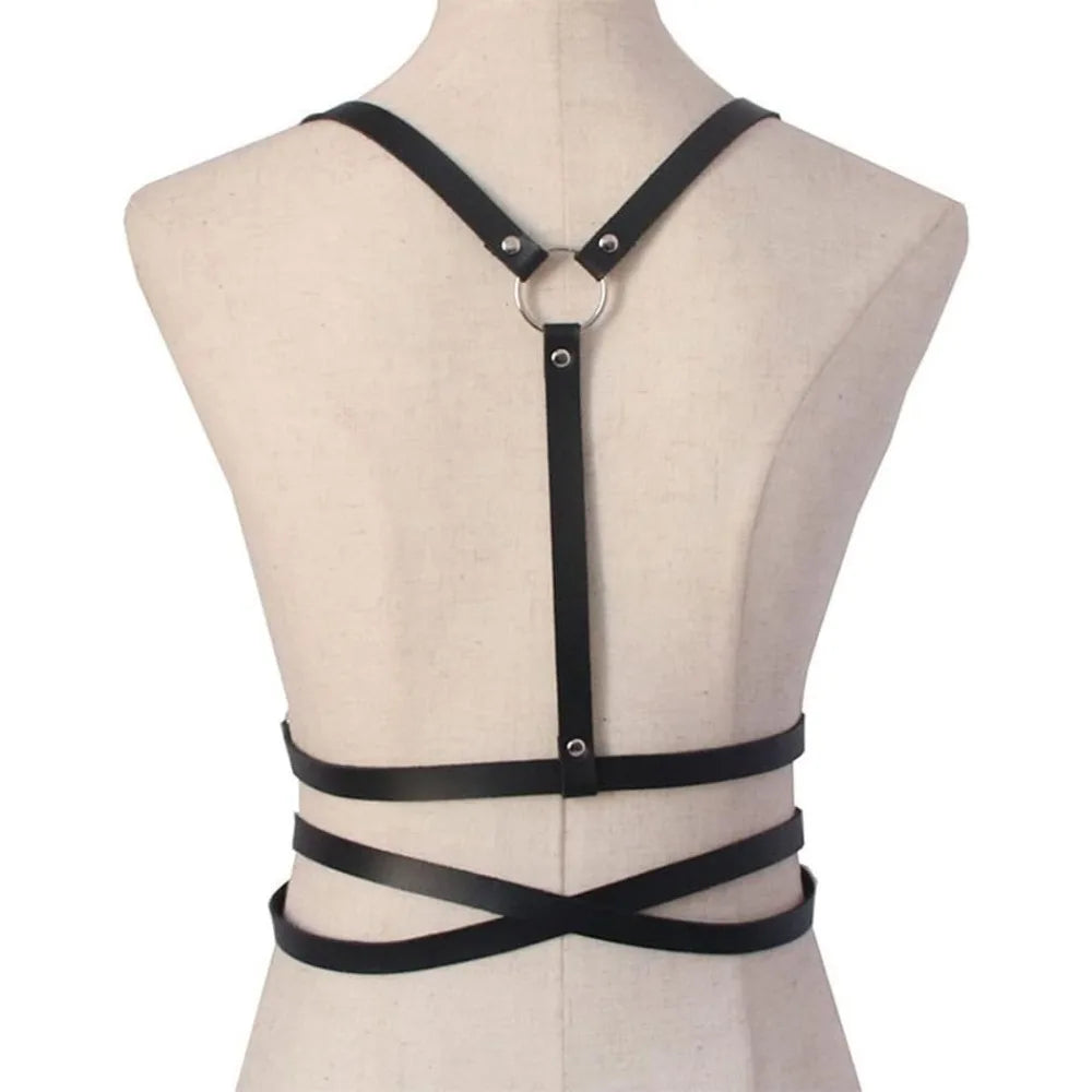 Black PU Leather Punk Body Chains Fashion Strong And Sturdy Waist Straps Belt Club Adjustable Body harness