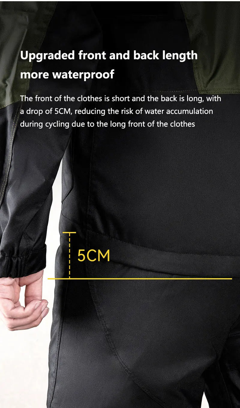 Men Women Waterproof Motorcycle Rider Raincoat Suit Set Reflective Light Raincoat For Riding Jacket Pants Set