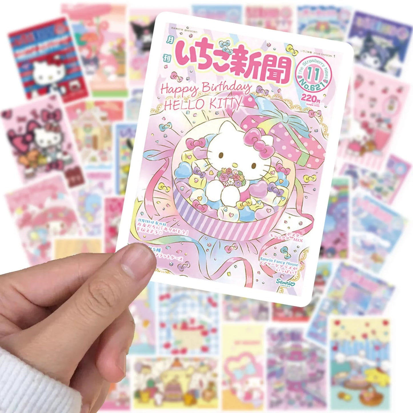 65Pcs Sanrio Hello Kitty Sealing Labels Stickers Aesthetic Decorative Stationery Laptop Cute Cartoon Decals Kids Gift Toys