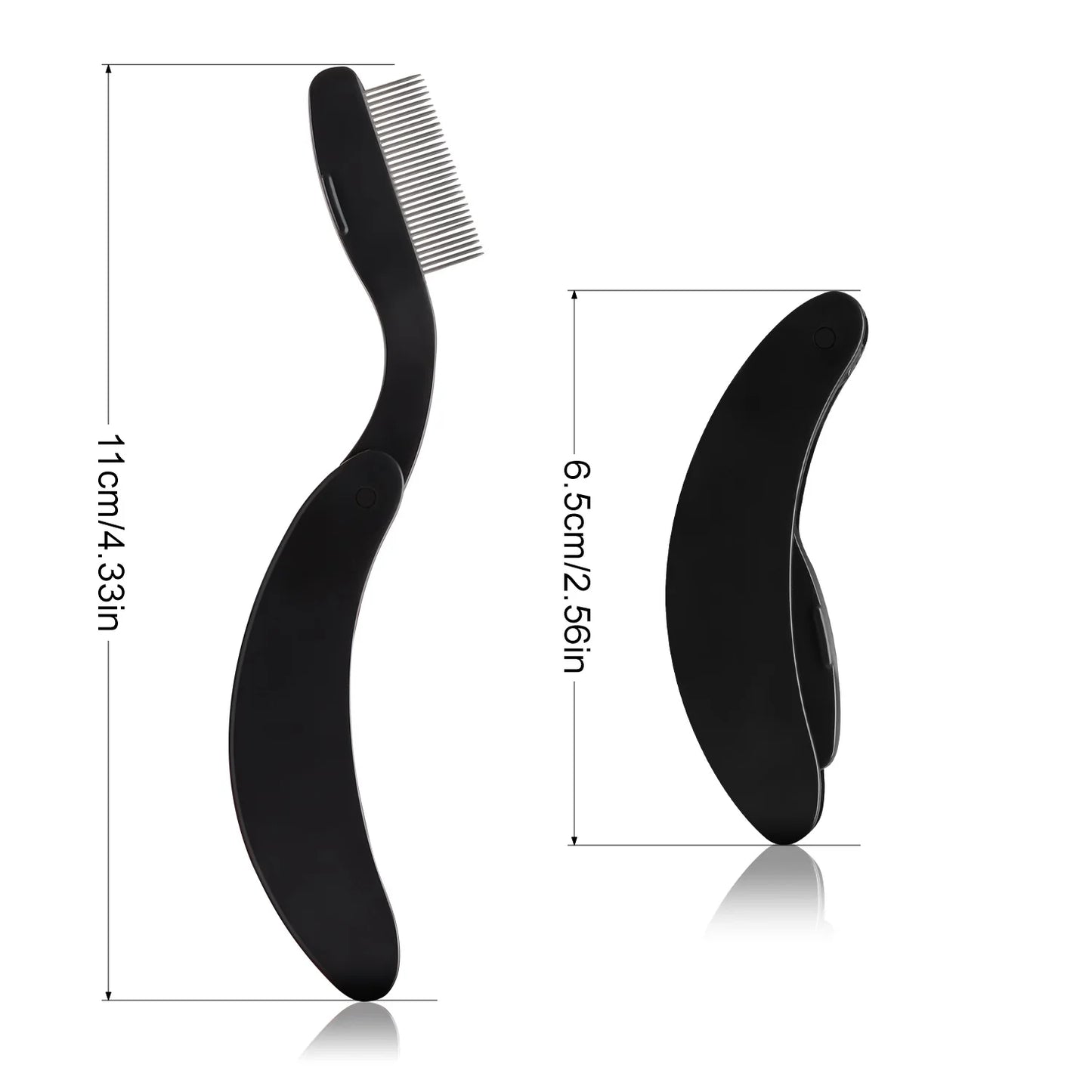 1-pack curved design eyelash beauty folding separator portable eyelash brush comb eyelashes stainless steel eyelash combing tool