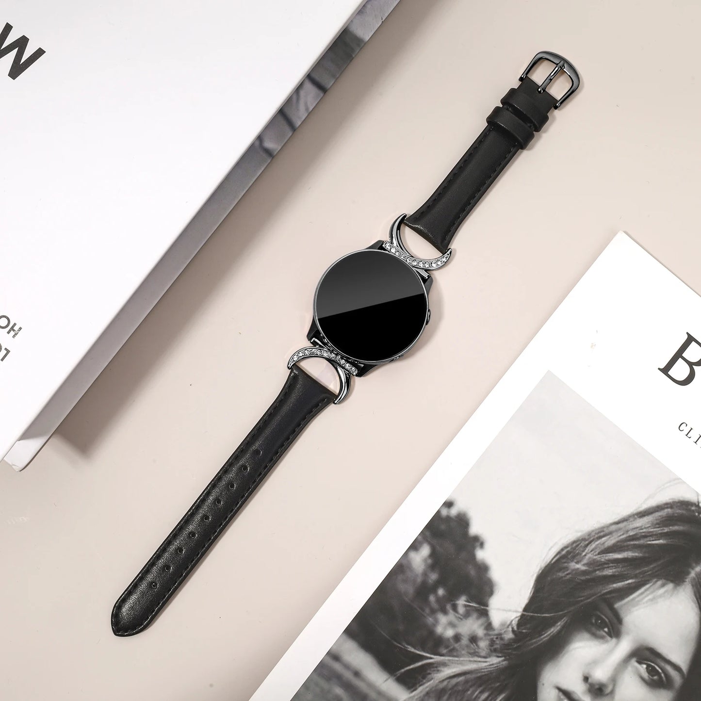 Leather strap compatible with Samsung Galaxy Watch 7/6/5/4 Classic strap 40/42/44/43/45/46/47mm Stylish 20mm strap for women