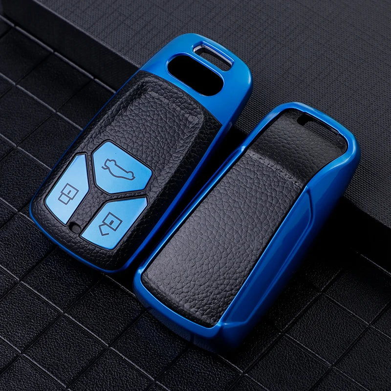 Leather TPU Car Smart Key Case Protective Cover Shell Fob Bag Holder Keychain For Audi A4L A4 A5 S5 8S B9 Q5 Q7 TT TTS TFSI
